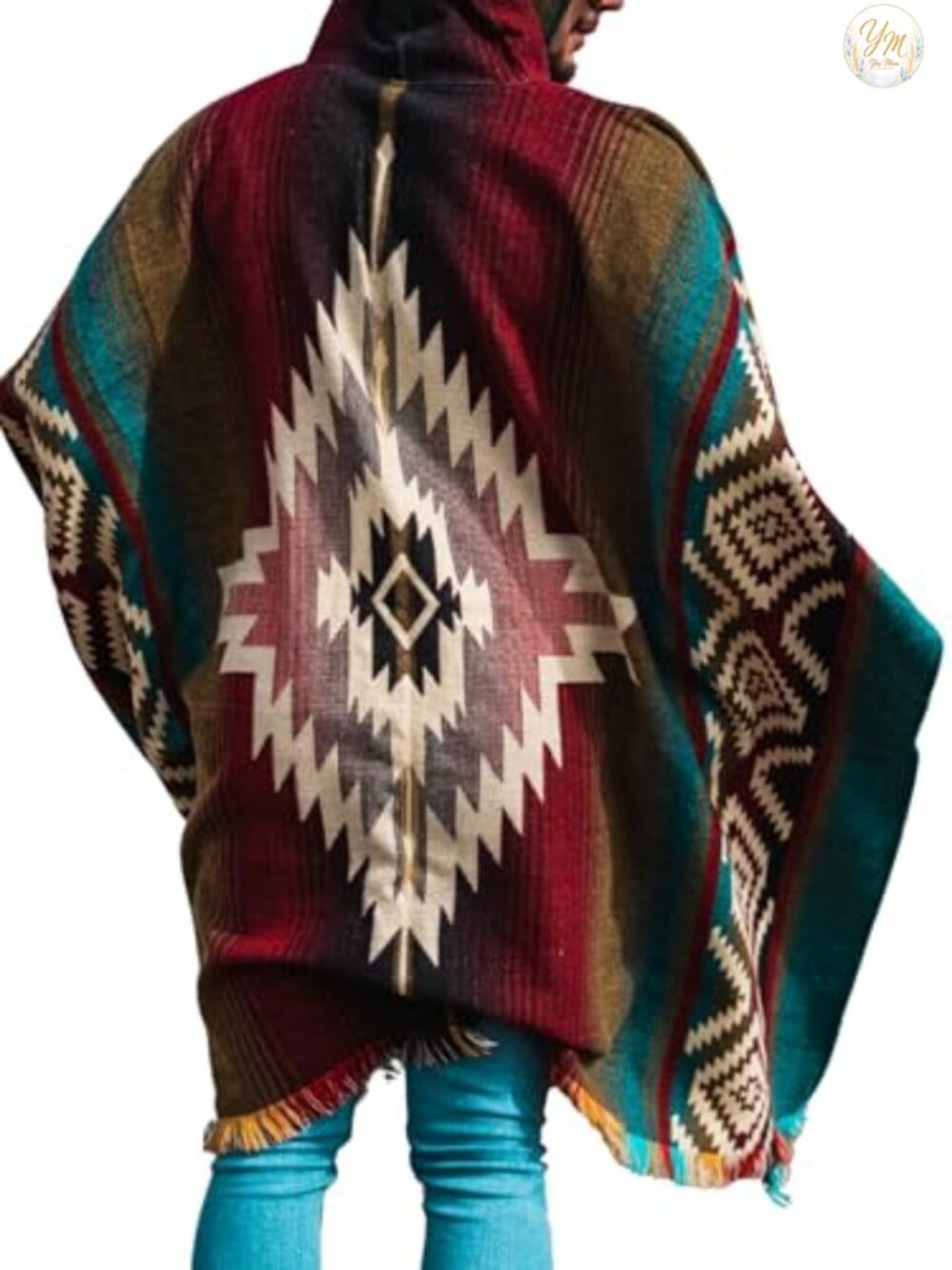 Handmade Alpaca Wool Poncho with Hood, Ecuadorian Gaban, Warm Winter Wrap